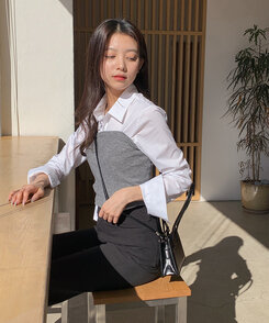 アンバランスフライフロントクロップシャツ｜シャツ｜韓国ファッション