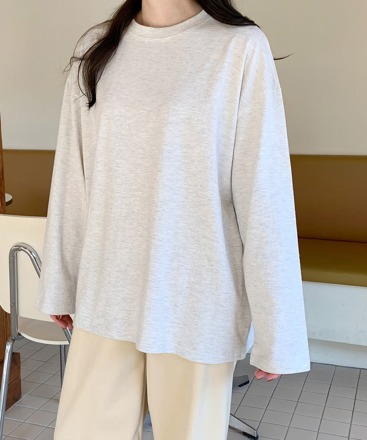 STS38221 厚手ボックスカットラウンド長袖Tシャツ7色 長袖T