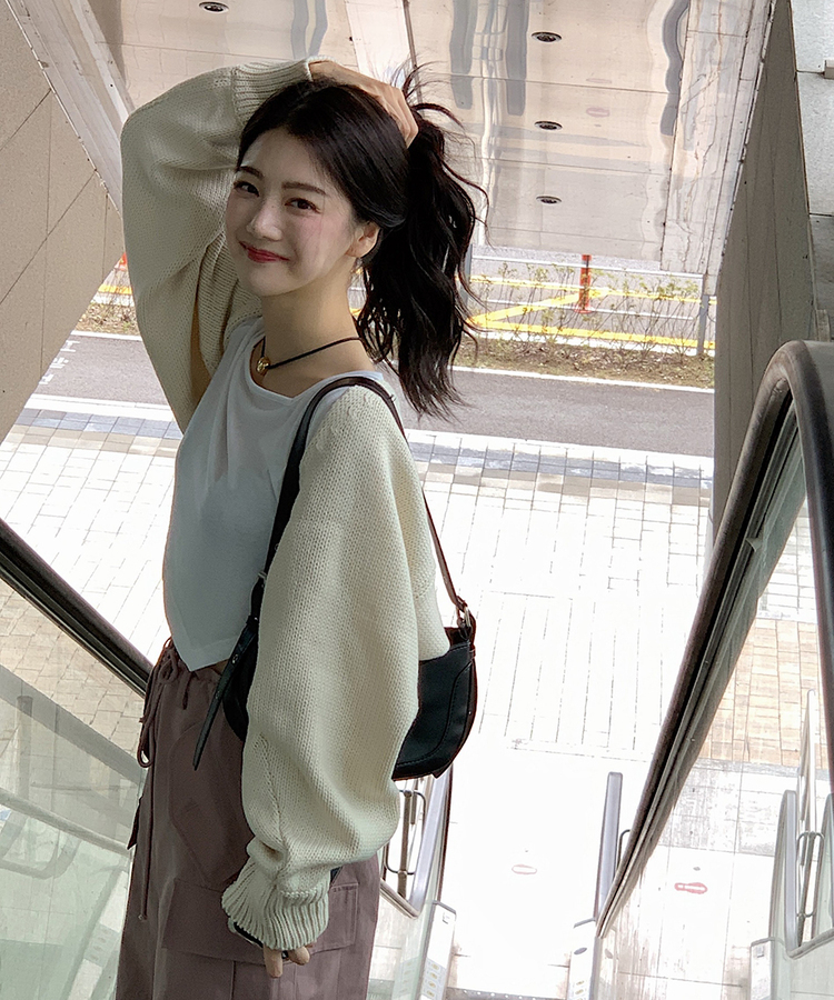 ボリュームスリーブニットボレロ｜カーディガン｜韓国ファッション通販