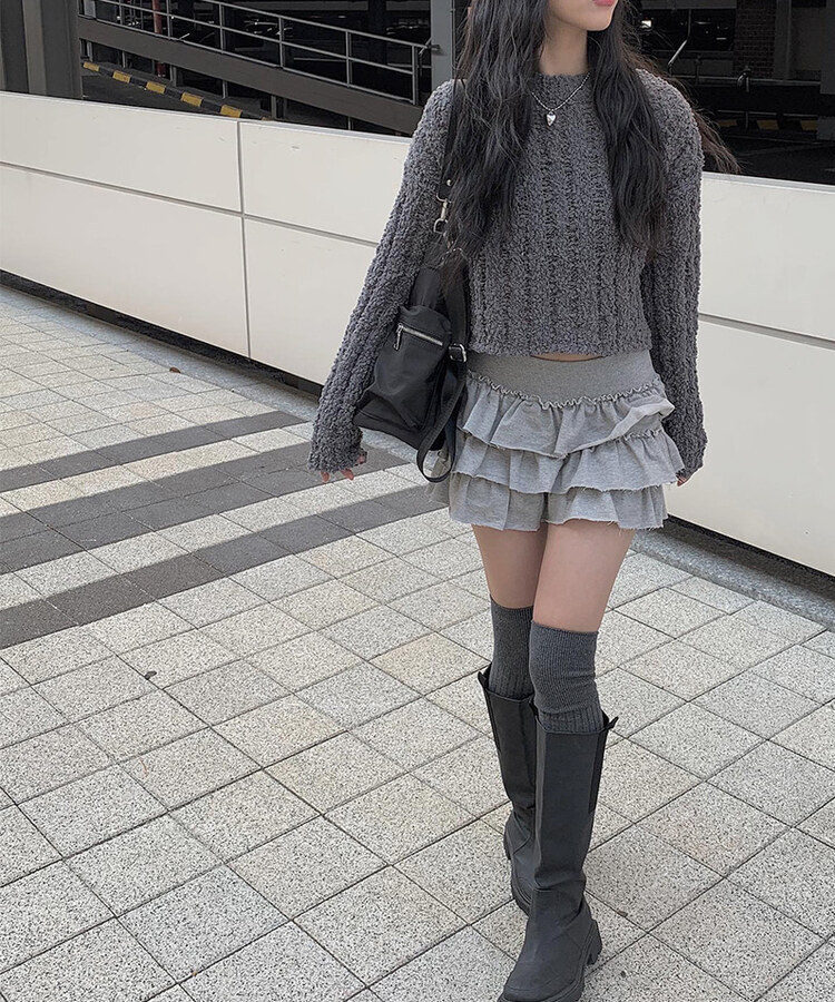 コットンティアードフリルパンツインミニスカート｜ミニスカート