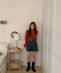 フェイクレザーバックルハーフブーツ BLACK