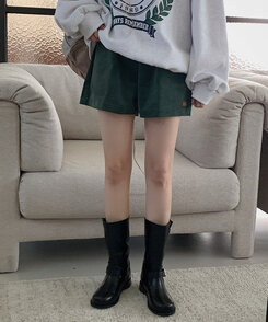 フェイクレザーバックルハーフブーツ BLACK