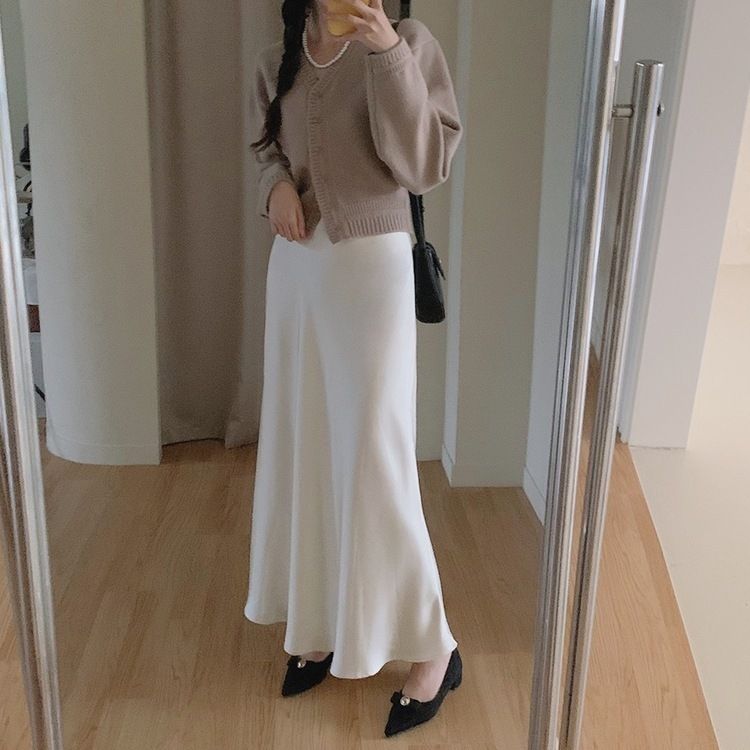 オケージョンヒドゥンバンディングサテンロングスカート｜ミディ