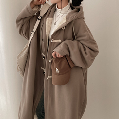 발끝까지 따듯하게 안감 양털 떡볶이 후드 롱 야상 브라운