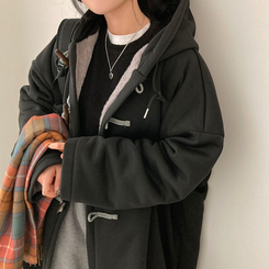 발끝까지 따듯하게 안감 양털 떡볶이 후드 롱 야상 블랙