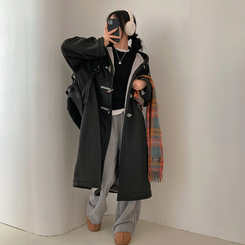 발끝까지 따듯하게 안감 양털 떡볶이 후드 롱 야상 블랙