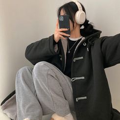 발끝까지 따듯하게 안감 양털 떡볶이 후드 롱 야상 블랙