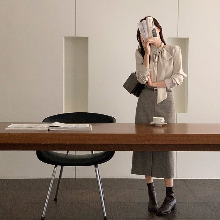 ベルテッドヘリンボーンスカート｜ミディ/ロングスカート｜韓国