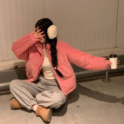 コーデュロイハイネックショートジャンパー PINK