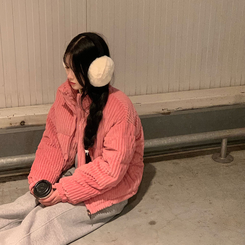 コーデュロイハイネックショートジャンパー PINK