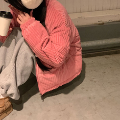 コーデュロイハイネックショートジャンパー PINK