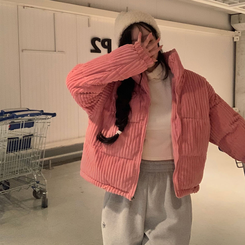 コーデュロイハイネックショートジャンパー PINK