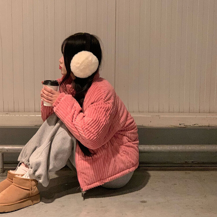 コーデュロイハイネックショートジャンパー PINK