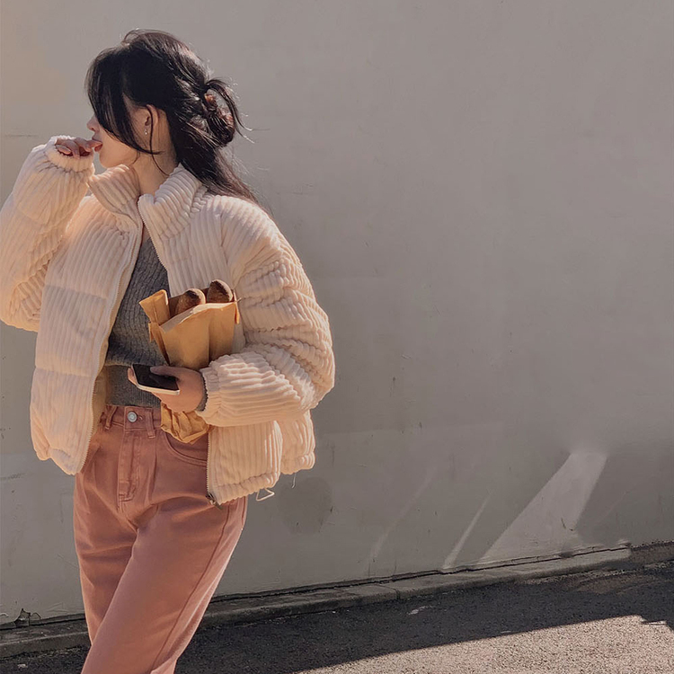 コーデュロイハイネックショートジャンパー IVORY