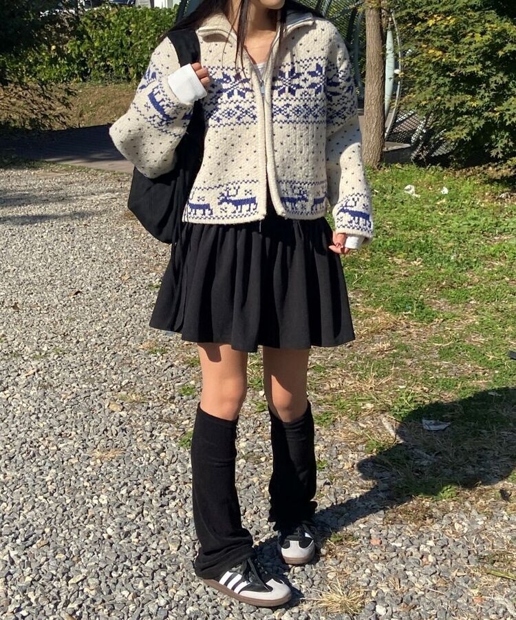 ノルディックニットハイネックダブルジップアップカーディガン ノルディックニットハイネックダブルジップアップカーディガン