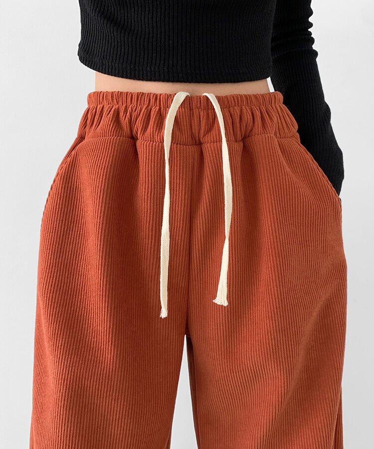 양털기모 골덴 코듀로이 벨로아 도톰 롱와이드 밴딩 팬츠