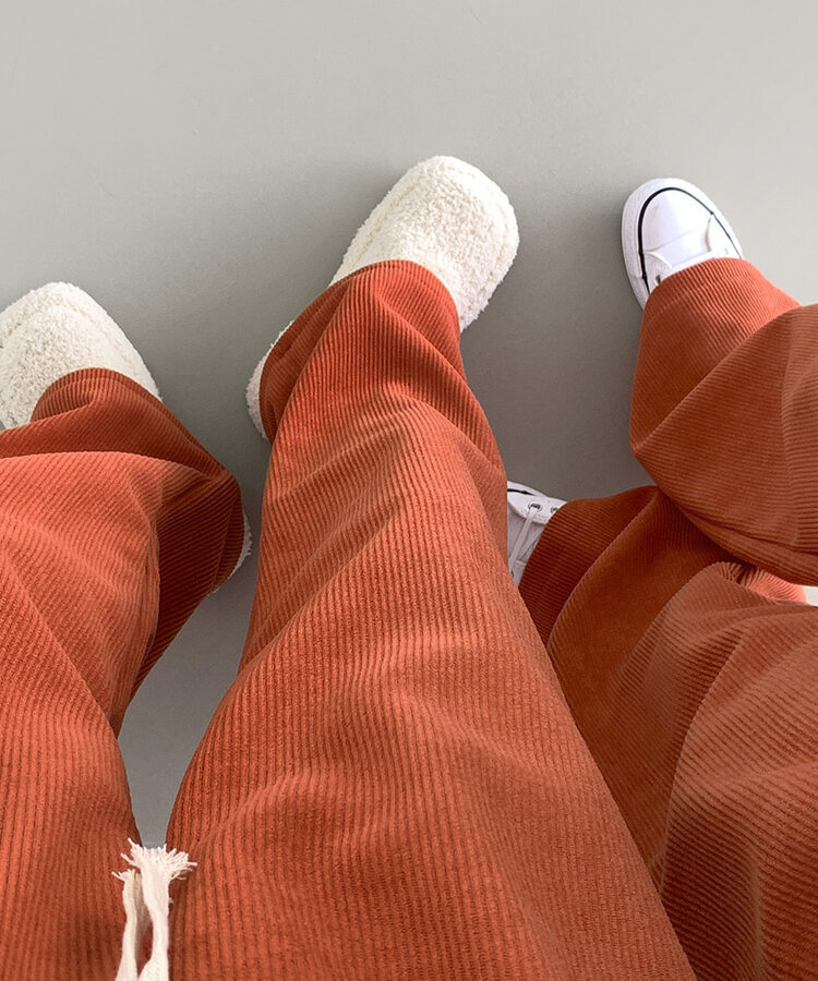 양털기모 골덴 코듀로이 벨로아 도톰 롱와이드 밴딩 팬츠