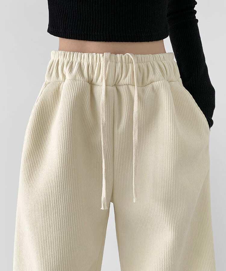 양털기모 골덴 코듀로이 벨로아 도톰 롱와이드 밴딩 팬츠