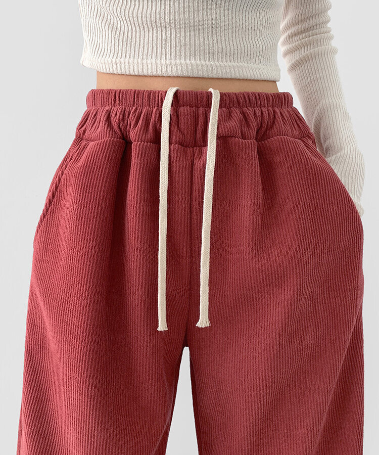 양털기모 골덴 코듀로이 벨로아 도톰 롱와이드 밴딩 팬츠