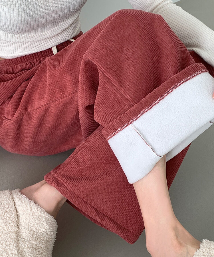 양털기모 골덴 코듀로이 벨로아 도톰 롱와이드 밴딩 팬츠