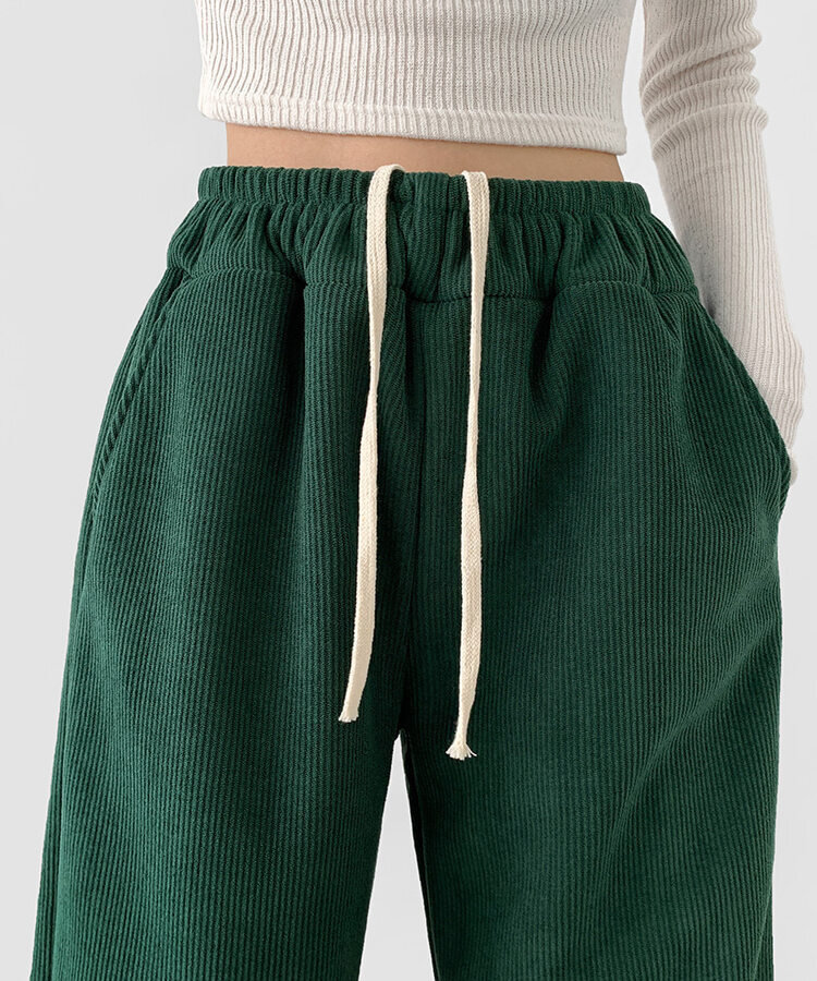 양털기모 골덴 코듀로이 벨로아 도톰 롱와이드 밴딩 팬츠