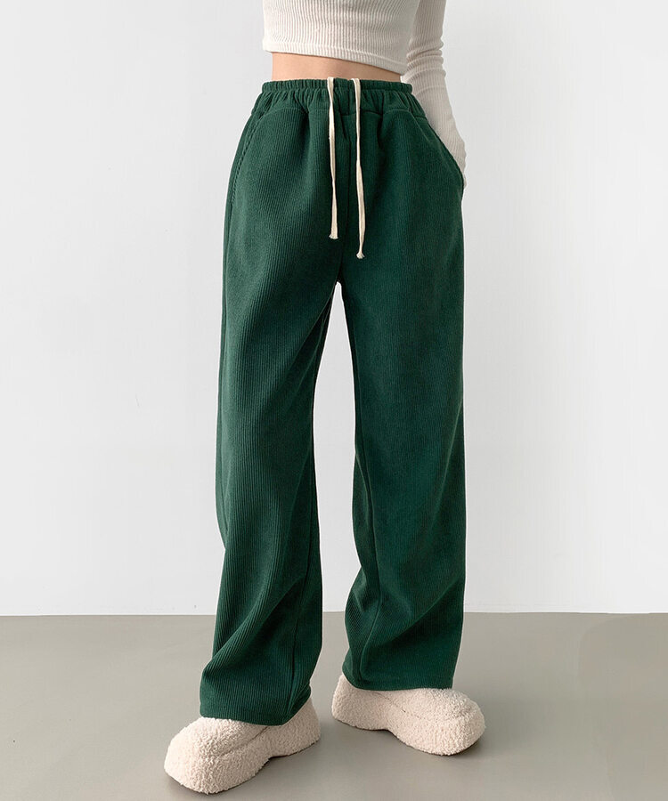 양털기모 골덴 코듀로이 벨로아 도톰 롱와이드 밴딩 팬츠