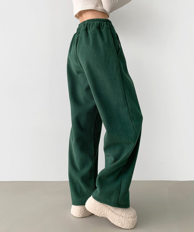 양털기모 골덴 코듀로이 벨로아 도톰 롱와이드 밴딩 팬츠