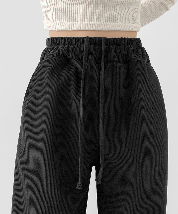 양털기모 골덴 코듀로이 벨로아 도톰 롱와이드 밴딩 팬츠