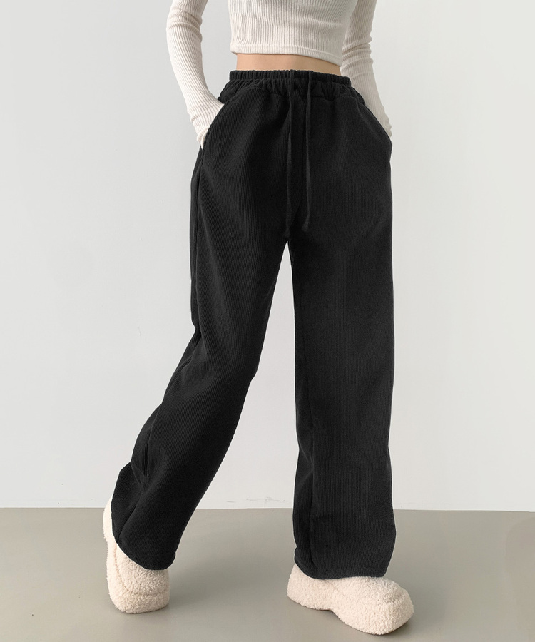 양털기모 골덴 코듀로이 벨로아 도톰 롱와이드 밴딩 팬츠