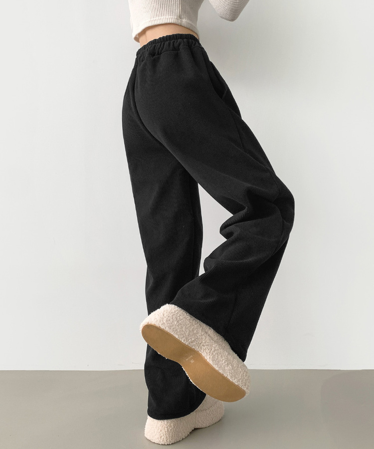 양털기모 골덴 코듀로이 벨로아 도톰 롱와이드 밴딩 팬츠