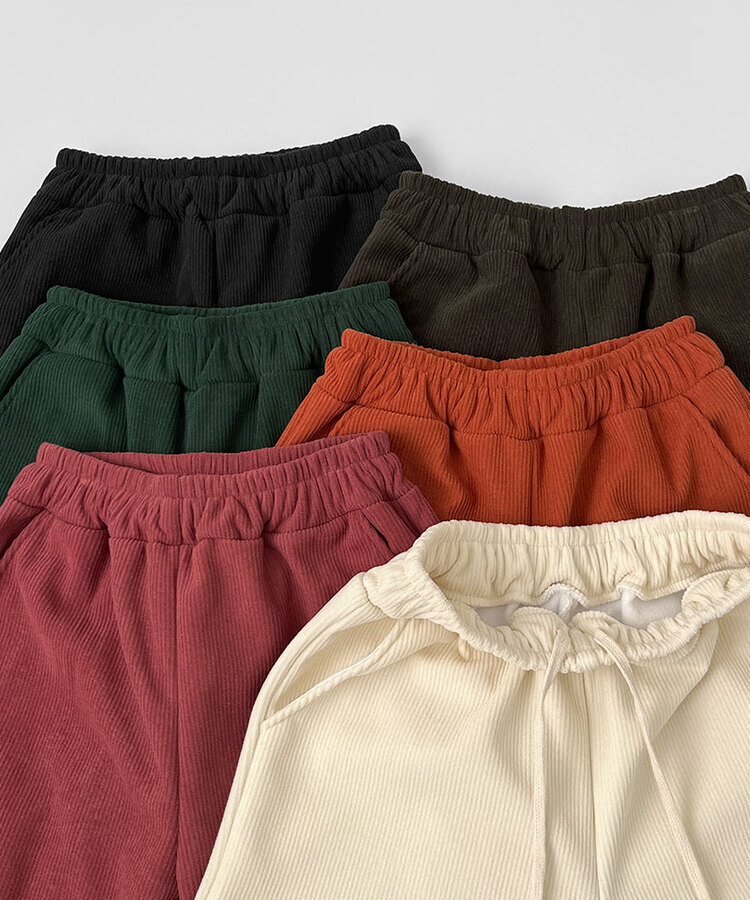 양털기모 골덴 코듀로이 벨로아 도톰 롱와이드 밴딩 팬츠