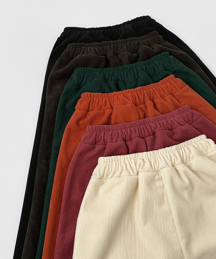 양털기모 골덴 코듀로이 벨로아 도톰 롱와이드 밴딩 팬츠