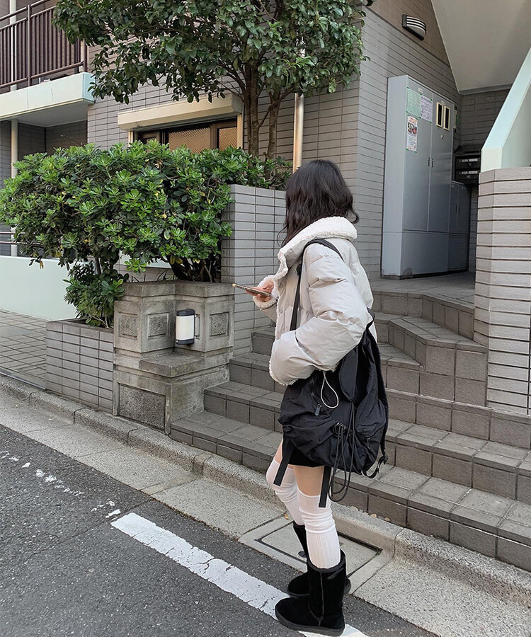 ショートクロップボアダウンジャケット｜ダウン｜韓国ファッション通販