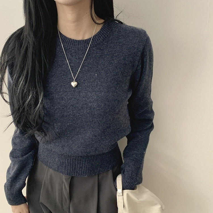 ベーシックウールラウンドニット12色 NAVY