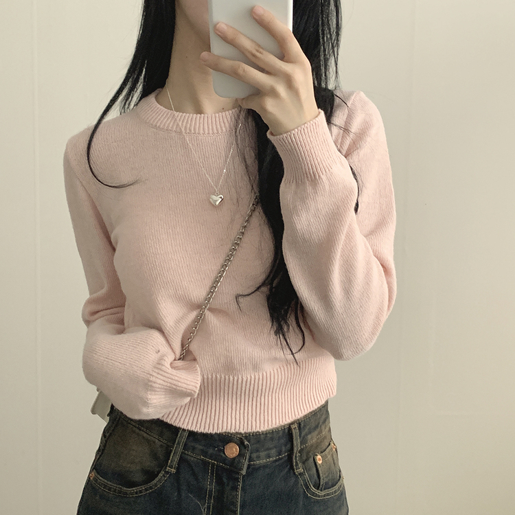 ベーシックウールラウンドニット12色 LIGHT PINK