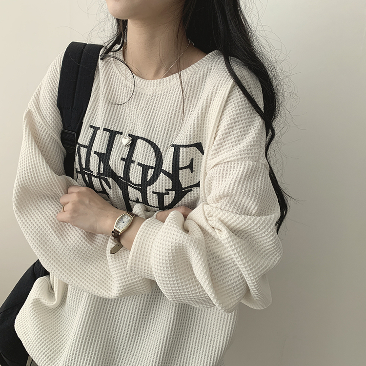 オーバーフィットハイドレタリングワッフル長袖Tシャツ｜スウェット