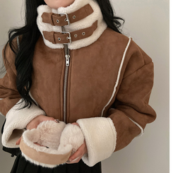 ハイネックバックルクロップムートンショートジャケット｜ジャケット