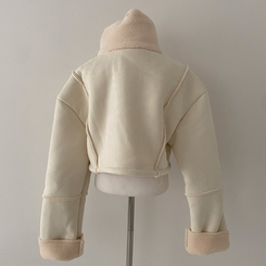 찬바람차단 따숩 양털 하이넥 스웨이드 버클 크롭 무스탕 숏 자켓