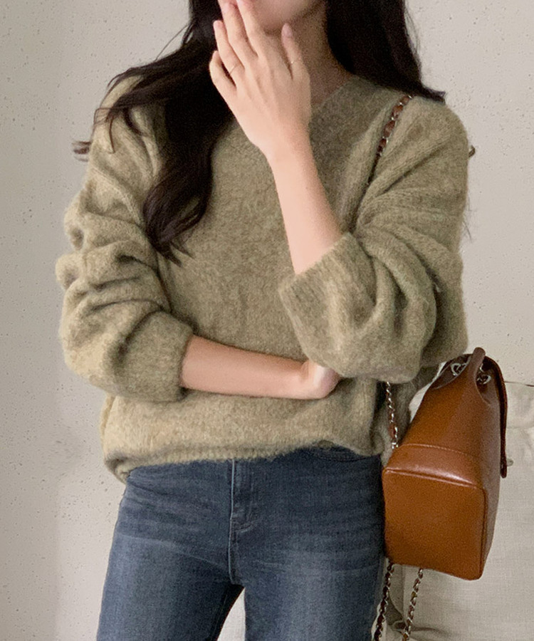 ウール混ルーズフィットVネックニット｜ニット｜韓国