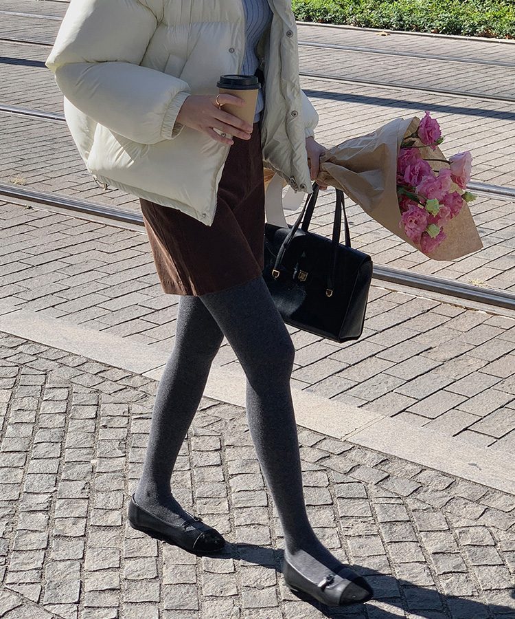 コットンタイツ チャコール