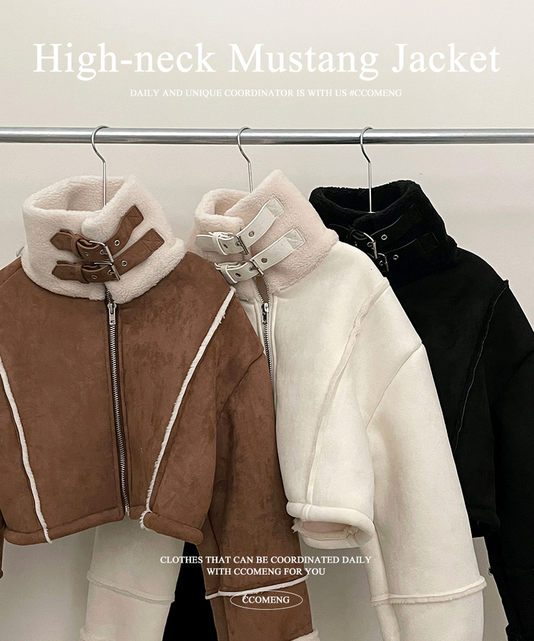 버클하이넥양털스웨이드무스탕자켓