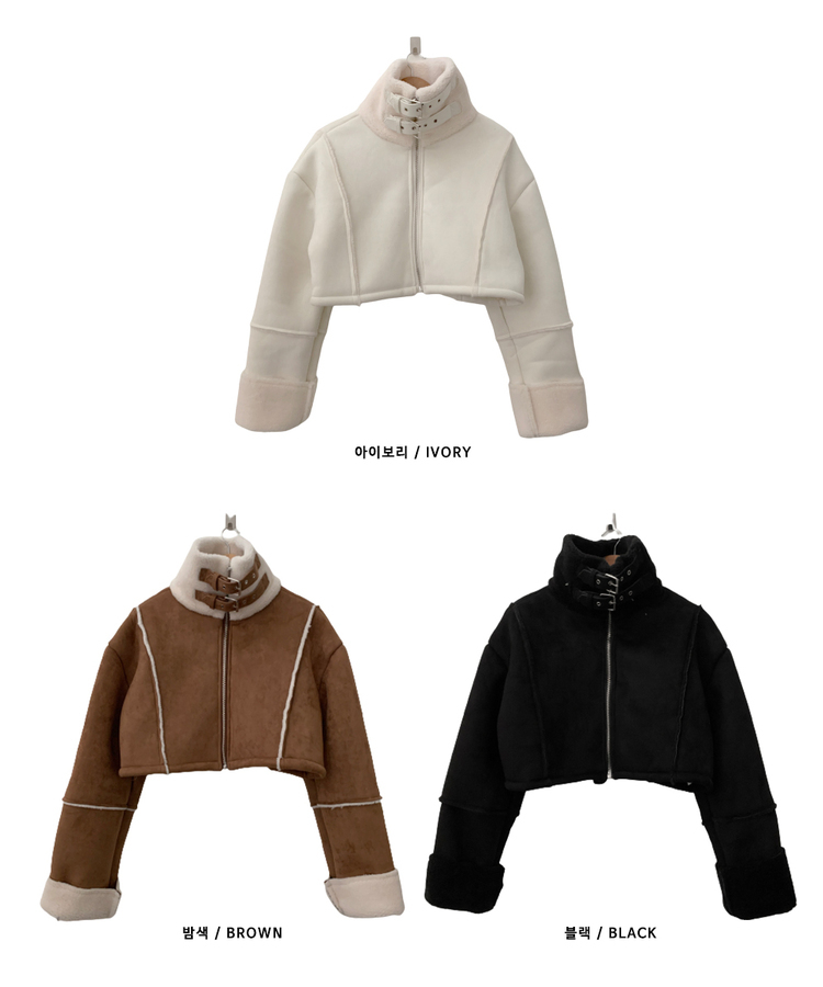 버클하이넥양털스웨이드무스탕자켓