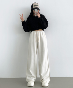 【SHORT/LONG丈別】ワイドトレーニングパンツ8色 IVORY