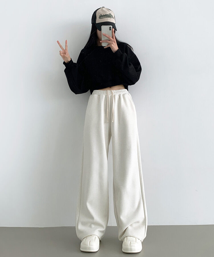 【SHORT/LONG丈別】ワイドトレーニングパンツ8色 IVORY