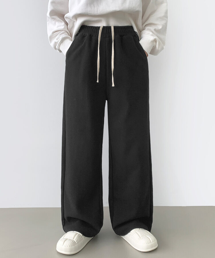 【SHORT/LONG丈別】ワイドトレーニングパンツ8色 BLACK