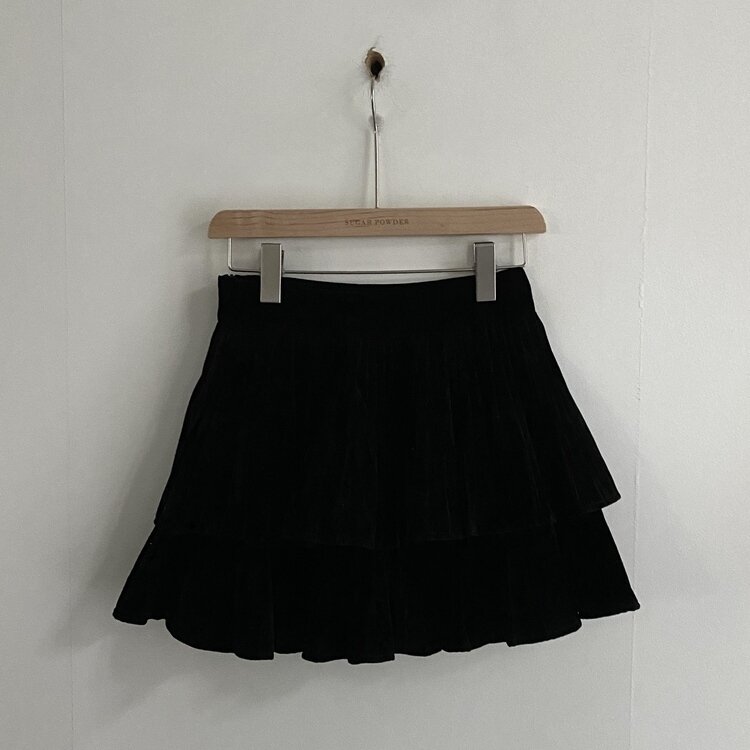피어나 연말룩 벨벳 플리츠 캉캉 미니 스커트 2color