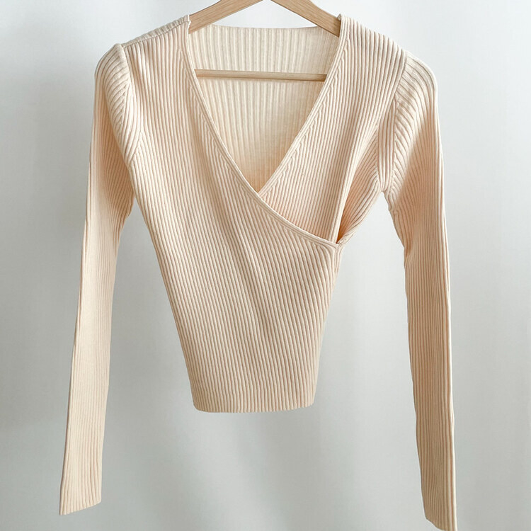 ラップVネックリブニット｜ニット｜韓国ファッション通販 SONA