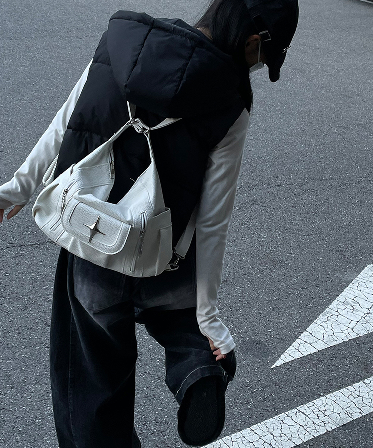 ホワイトレザー2WAYクロスショルダーバッグ|バッグ|韓国 ホワイトレザー2WAYクロスショルダーバッグ|バッグ|韓国