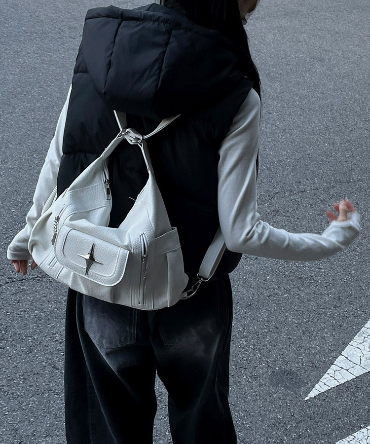 ホワイトレザー2WAYクロスショルダーバッグ｜バッグ｜韓国ファッション