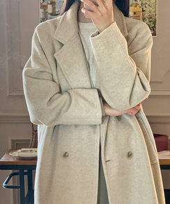 キルティング裏地テーラードダブルロングコート｜コート｜韓国